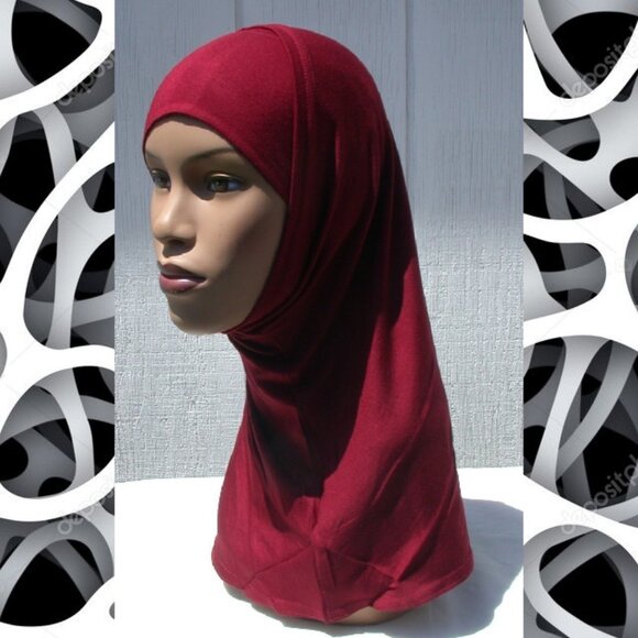 Dark Red 2 pc Cotton Hijab Amira Women's Islamic Headcover Underscarf - Picture 1 of 1